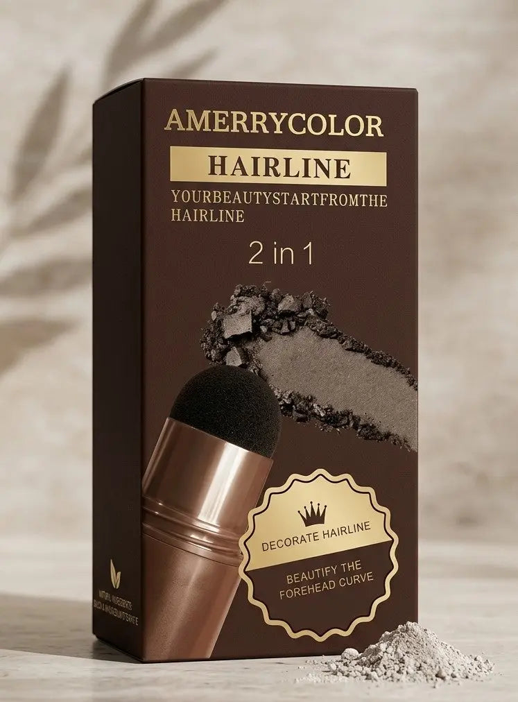 Get a perfect hairline in 2 minutes — look younger & more confident instantly | Hairline Powder Stick - Instant Hair Root Touch-Up | 3-in-1 Hairline Filler emmymart