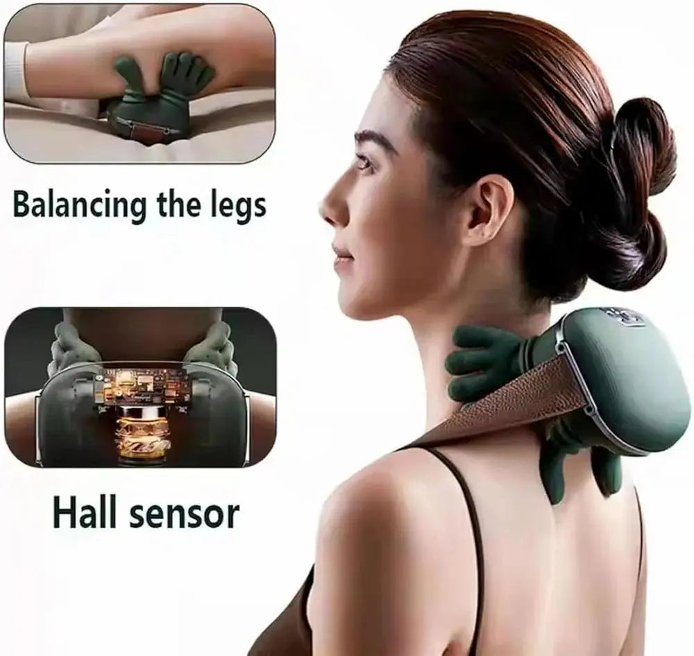 Neck & Back Shawl Massager  | Massager with 4D Hand-Style Kneading | Portable Deep Tissue Massage | Device for Neck Shoulder & Upper Back | Ergonomic Bionic Design emmymart