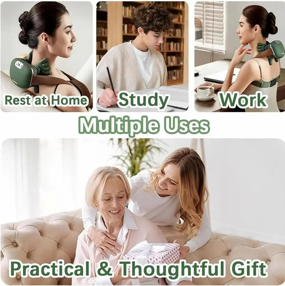 Neck & Back Shawl Massager  | Massager with 4D Hand-Style Kneading | Portable Deep Tissue Massage | Device for Neck Shoulder & Upper Back | Ergonomic Bionic Design emmymart