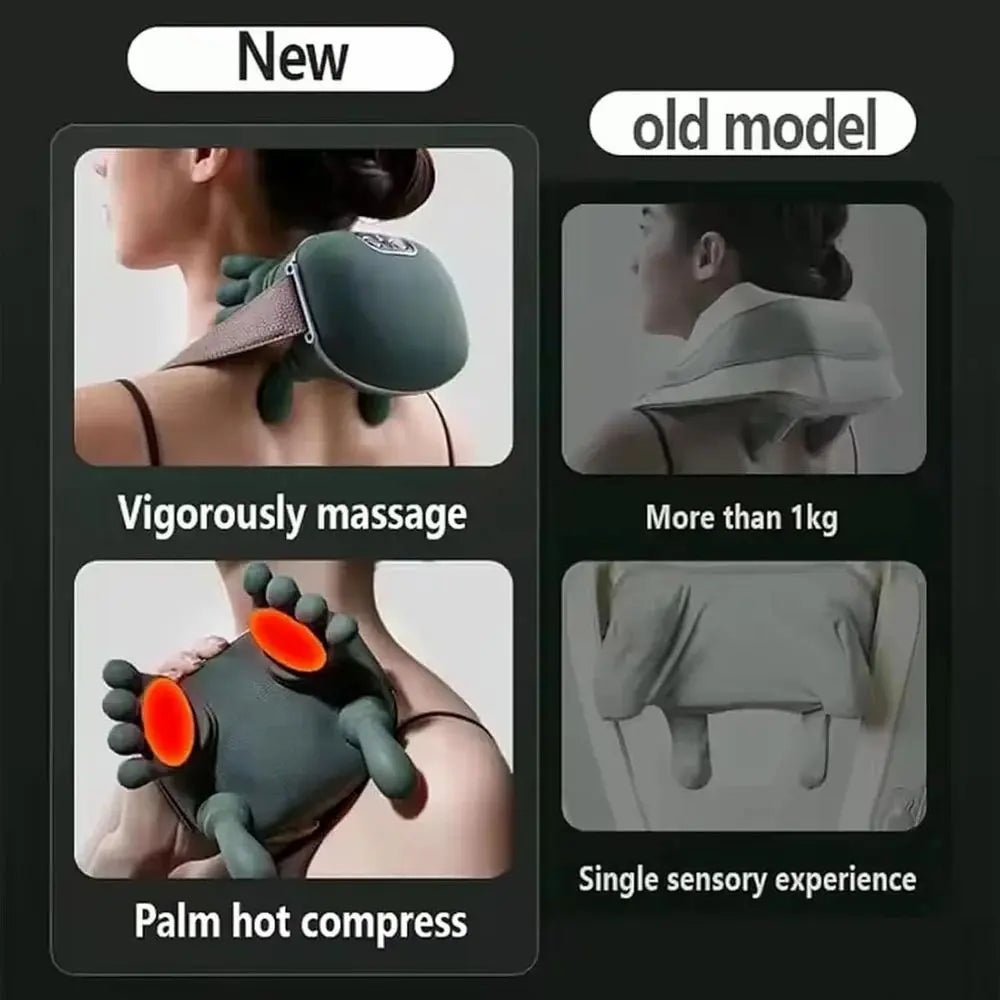 Neck & Back Shawl Massager  | Massager with 4D Hand-Style Kneading | Portable Deep Tissue Massage | Device for Neck Shoulder & Upper Back | Ergonomic Bionic Design emmymart