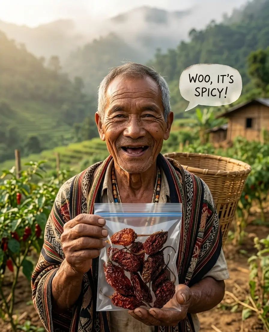 Northeast India King Chilli (Bhut Jolokia) – Spicy Dry Ghost Pepper | World’s Hottest Chilli | India ghost pepper | naga chilli dry | hottest chilli in the world | india spicy dry red chilli organic chilli | india bhut jolokia for pickle| emmymart