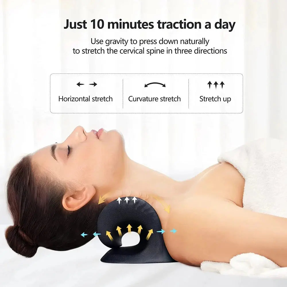 Neck Stretcher for Neck Relief - Neck and Shoulder Relaxer Cervical Spine Traction Device to Relieve Neck and Shoulder Fatigue and Pain, Chiropractic Pillow Relief TMJ Muscle Pain (Blue) emmymart