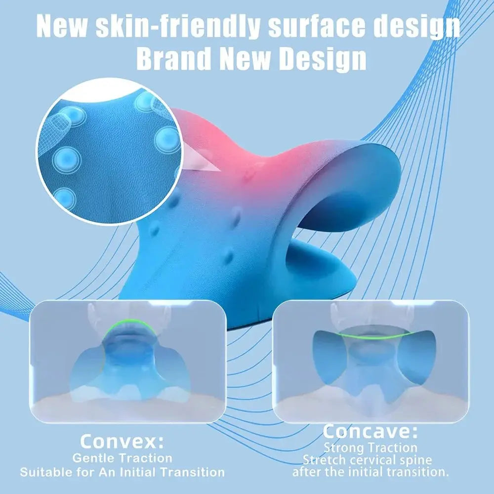 Neck Stretcher for Neck Relief - Neck and Shoulder Relaxer Cervical Spine Traction Device to Relieve Neck and Shoulder Fatigue and Pain, Chiropractic Pillow Relief TMJ Muscle Pain (Blue) emmymart