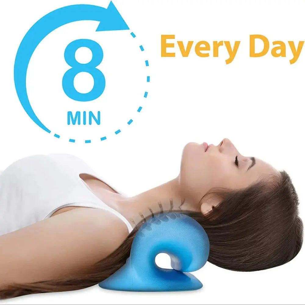 Neck Stretcher for Neck Relief - Neck and Shoulder Relaxer Cervical Spine Traction Device to Relieve Neck and Shoulder Fatigue and Pain, Chiropractic Pillow Relief TMJ Muscle Pain (Blue) emmymart