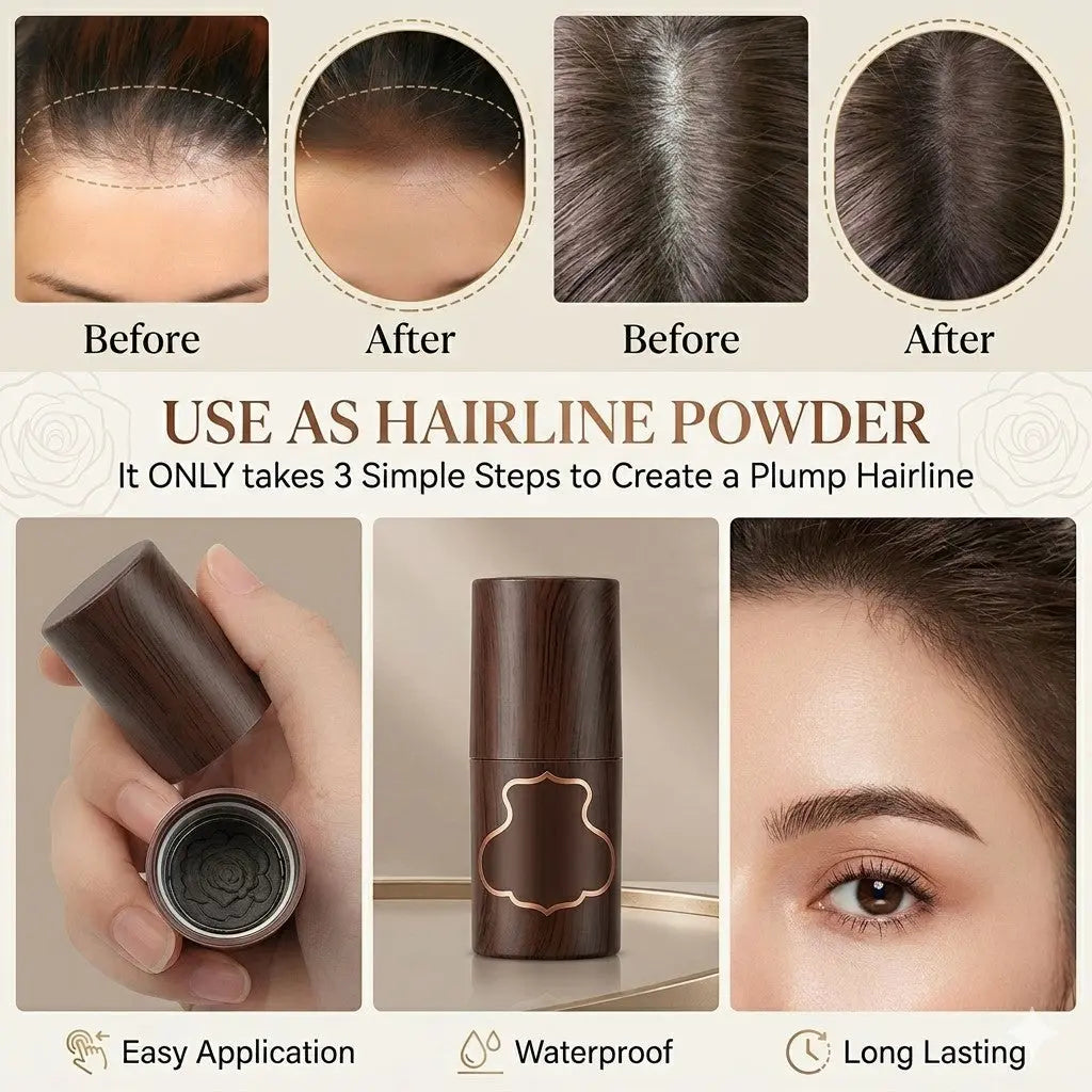 Get a perfect hairline in 2 minutes — look younger & more confident instantly | Hairline Powder Stick - Instant Hair Root Touch-Up | 3-in-1 Hairline Filler emmymart