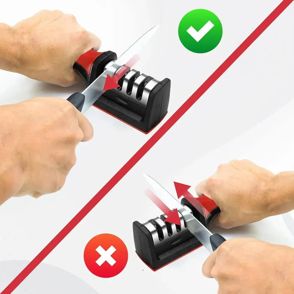 knife sharper| Rebee Vision Manual Knife Sharpener| 3 Stage Sharpening Tool for Ceramic Knife and Steel Knives |(Manual Knife Sharpener) (Pack of 1)| emmymart